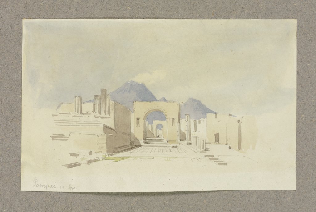 Pompeji, im Hintergrund der Vesuv, Carl Theodor Reiffenstein