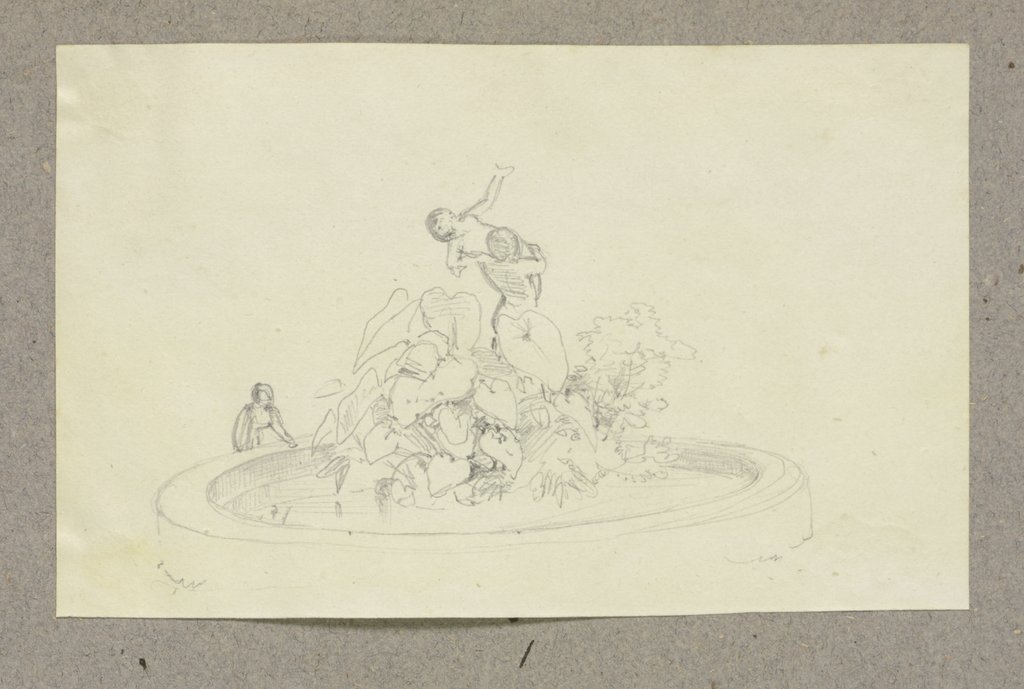 Zierbrunnen mit einer Figura serpentinata (Raub der Persephone?), Carl Theodor Reiffenstein