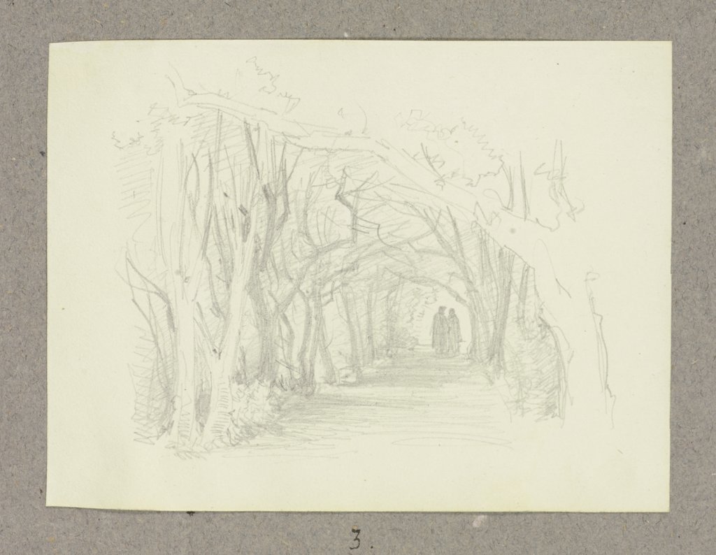 Ein von Bäumen gesäumter Weg mit zwei Staffagefiguren, Carl Theodor Reiffenstein