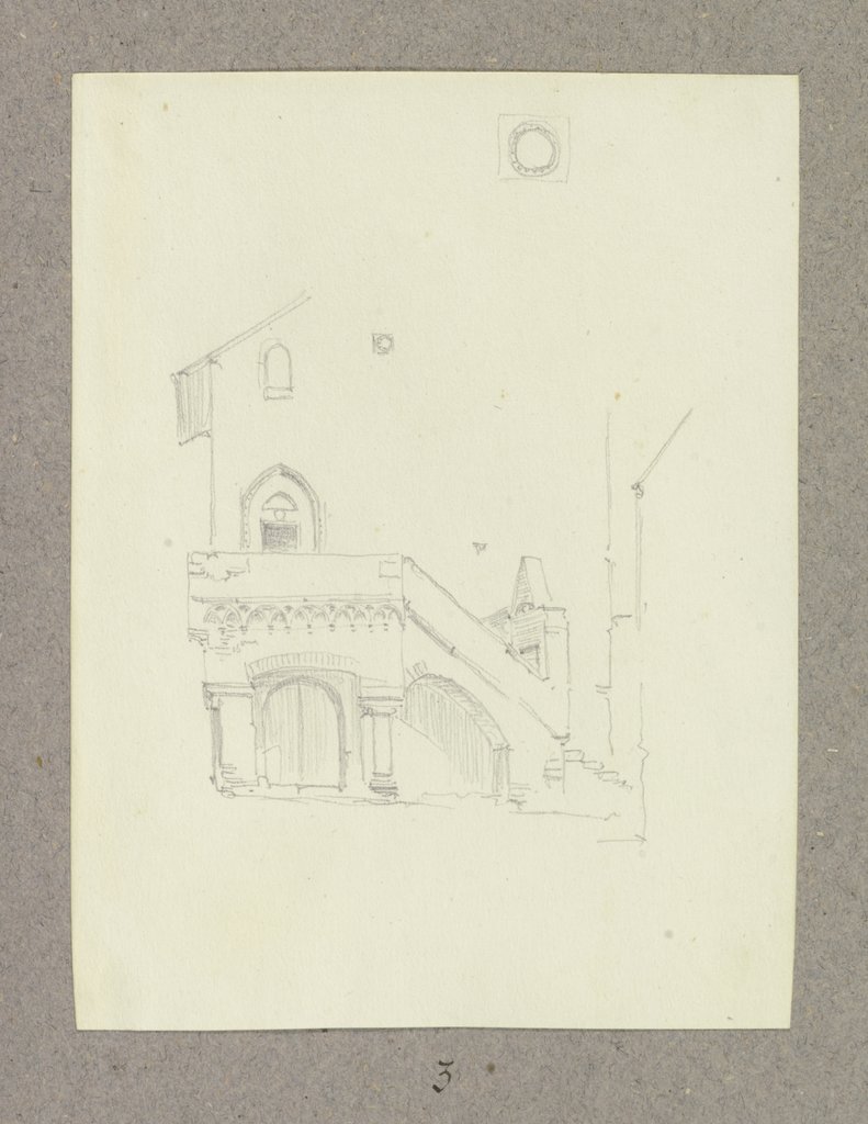 Partie einer Hausfassade mit Treppenabgang, Carl Theodor Reiffenstein