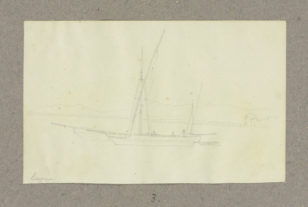 Sailing boat off Livorno, Carl Theodor Reiffenstein