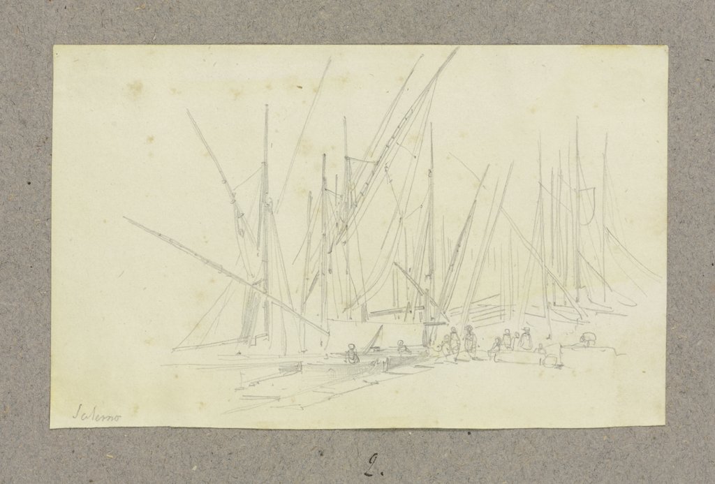 Segelboote im Hafen von Salerno, Carl Theodor Reiffenstein