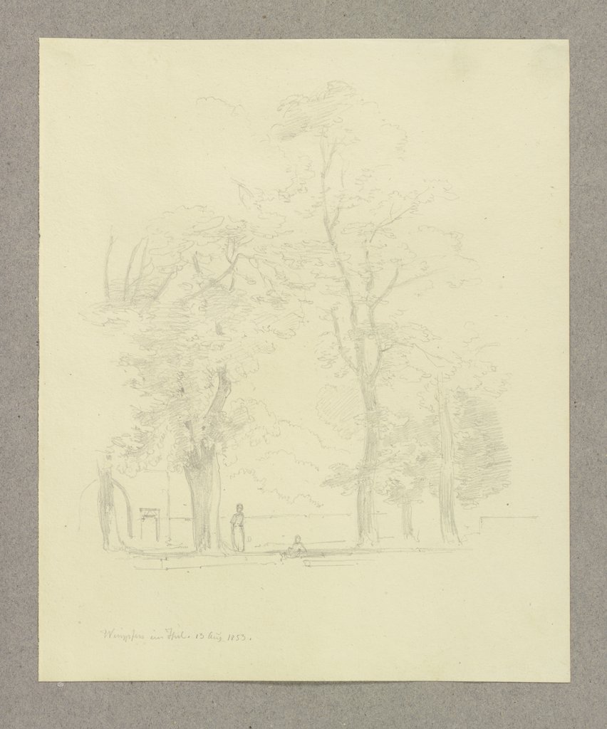 Zwei Figuren unter Bäumen in Wimpfen, Carl Theodor Reiffenstein