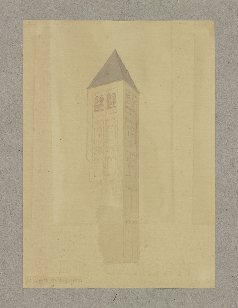 1868 abggangener Nordturm von St. Marcellinus und Petrus in Seligenstadt, Carl Theodor Reiffenstein