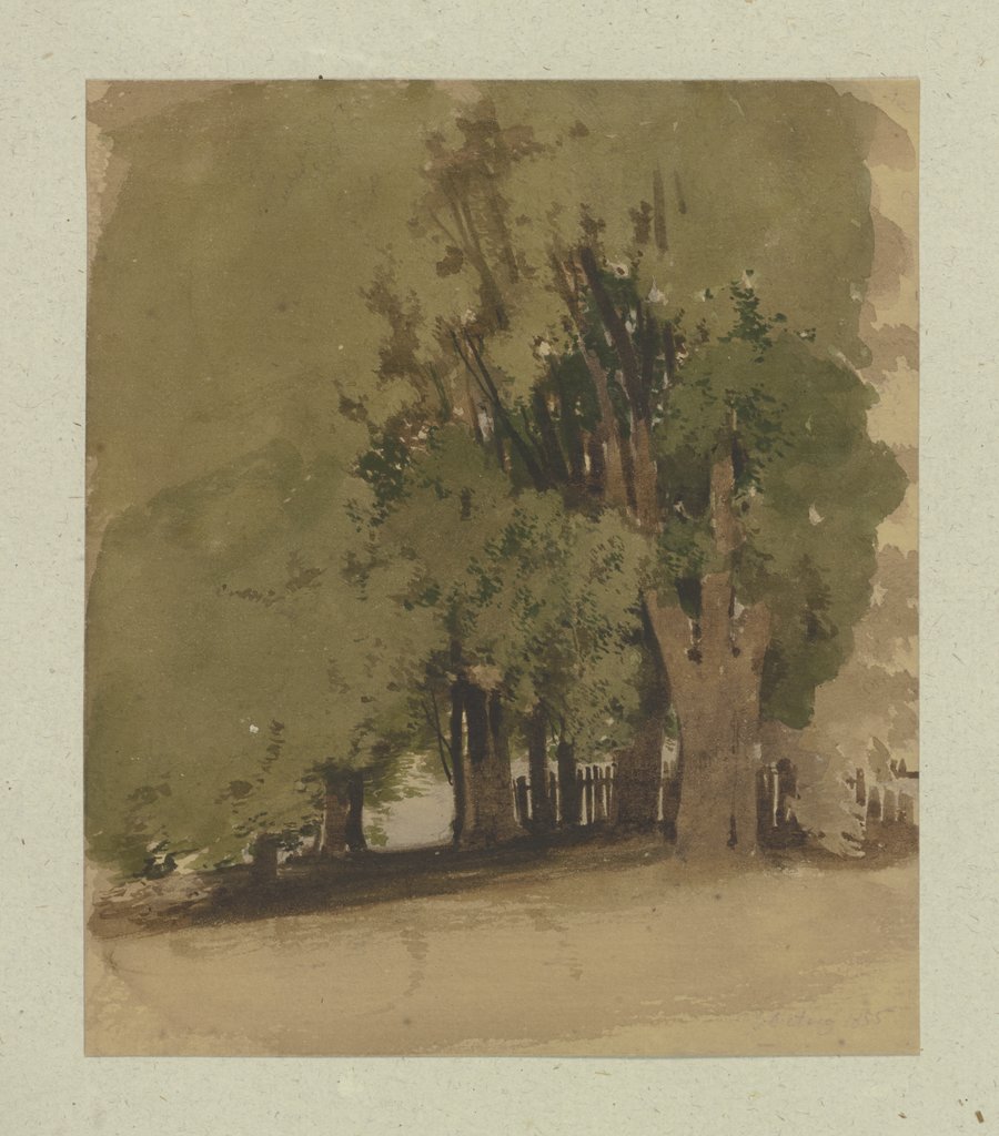 Alte Bäume an einem Zaun, Carl Theodor Reiffenstein