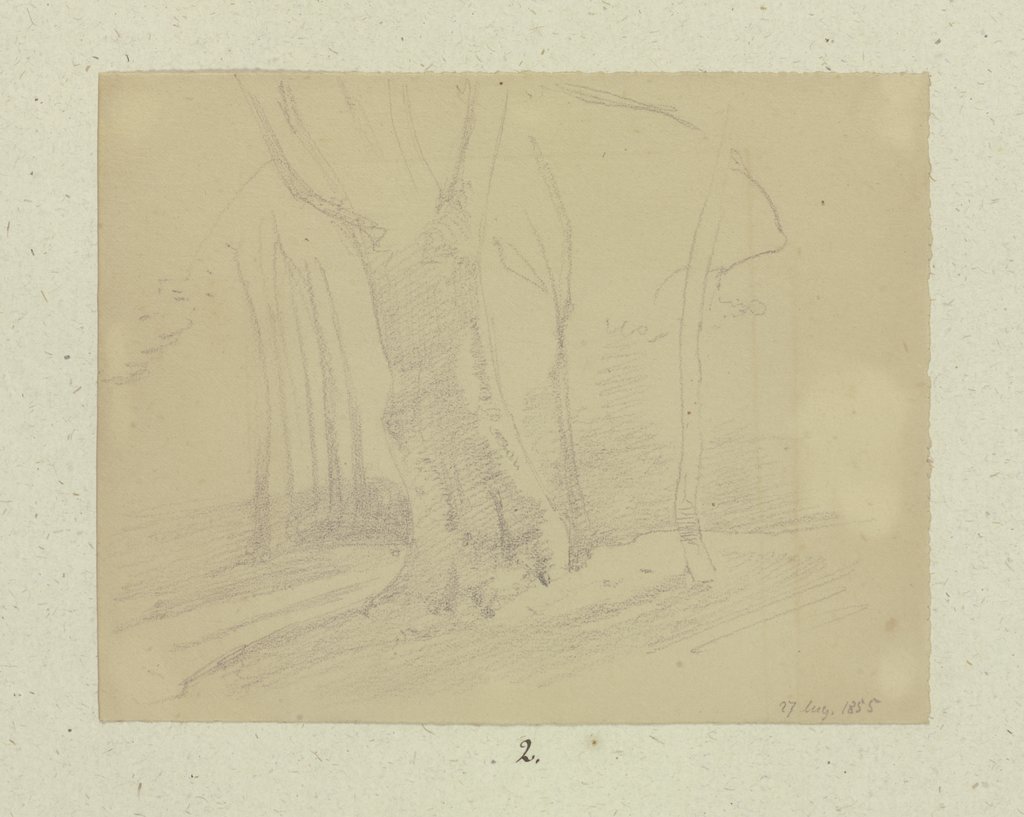 Alter Baum in einer Reihe junger Bäume, Carl Theodor Reiffenstein