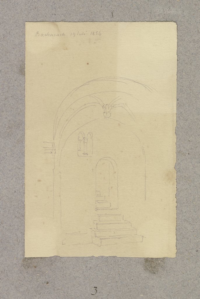 Treppenaufgang in einem kreuzrippengewölbten Raum in St. Peter in Bacharach, Carl Theodor Reiffenstein
