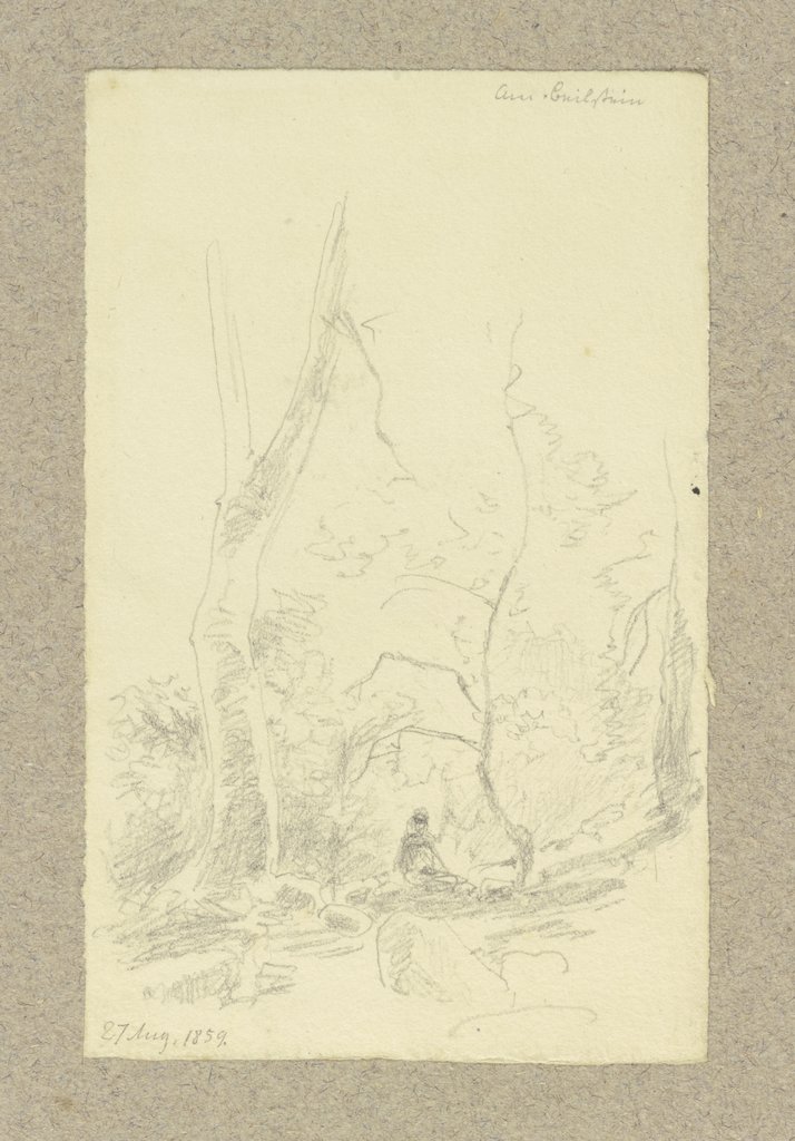 Waldpartie bei Beilstein mit sitzender Gestalt, Carl Theodor Reiffenstein