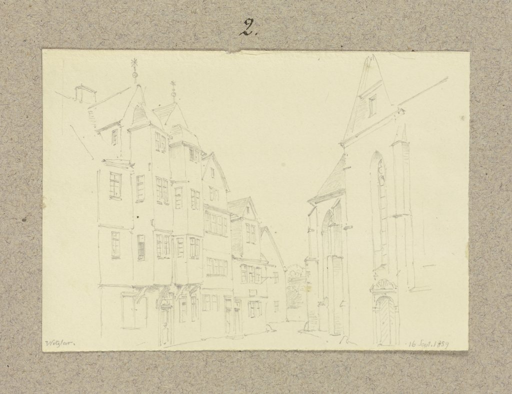 Schillerplatz mit Jerusalemhaus und Franziskanerkirche in Wetzlar, Carl Theodor Reiffenstein