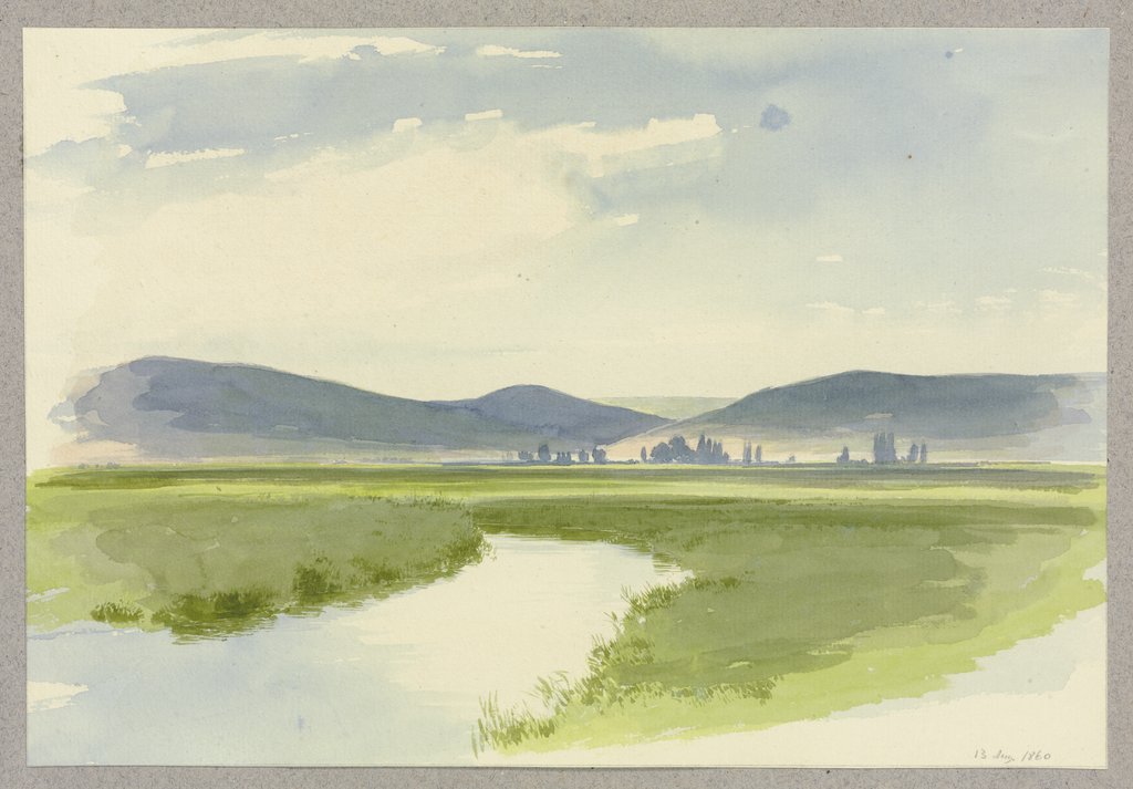 Flusslandschaft, im Hintergrund Berge, Carl Theodor Reiffenstein