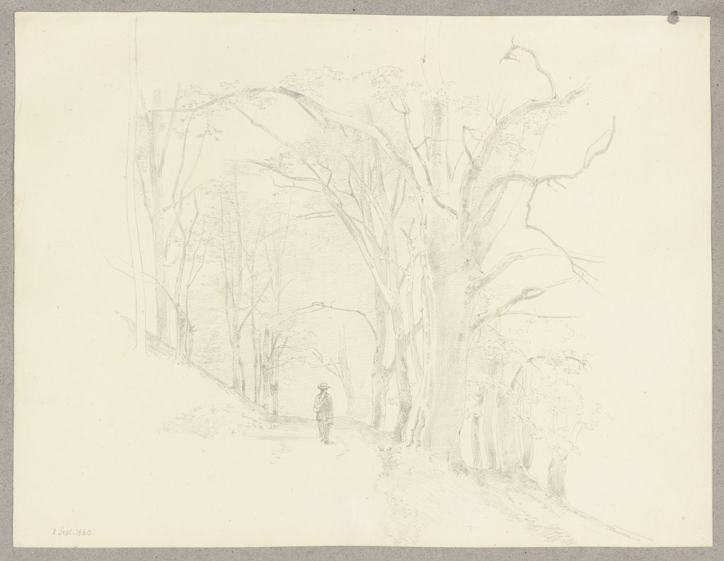 Forest path with wanderer, Carl Theodor Reiffenstein