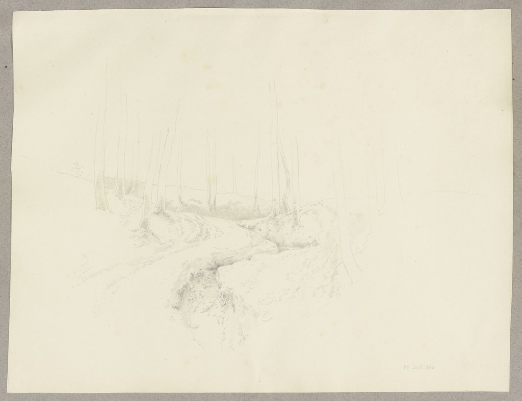 Waldpartie mit trockengefallenem Bachlauf, Carl Theodor Reiffenstein