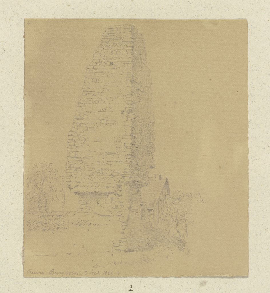 Ruine einer Mauerecke in Burgsolms, Carl Theodor Reiffenstein