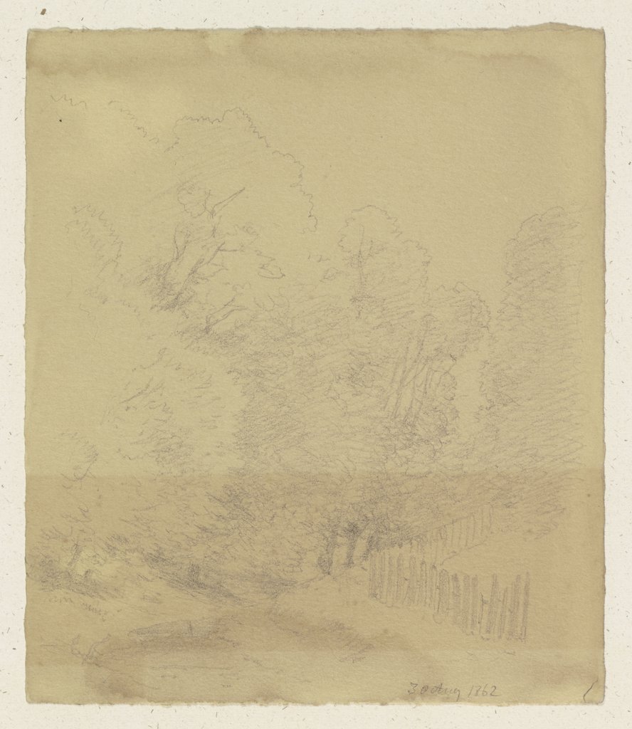 Waldlandschaft mit Zaun, Carl Theodor Reiffenstein