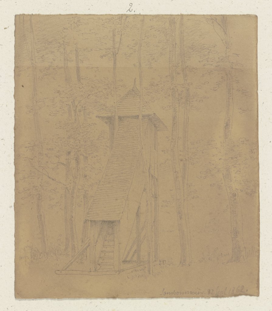 Hölzerner Aussichtsturm im Wald, Carl Theodor Reiffenstein