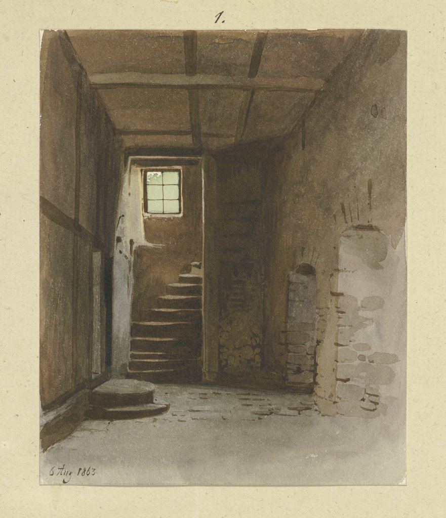 Raum mit Treppe und Fenster, Carl Theodor Reiffenstein