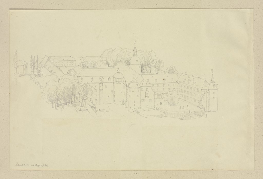 Schloss Laubach in der Vogelperspektive, Carl Theodor Reiffenstein