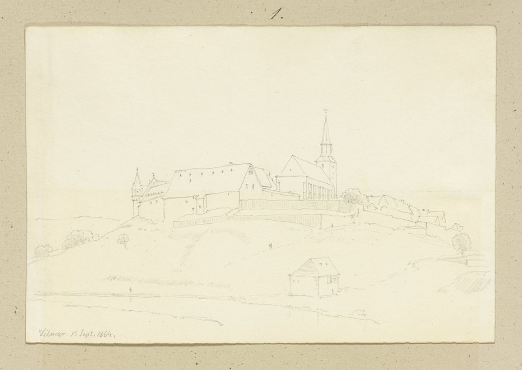 Blick auf Villmar mit Pfarrhof und Kellerei von Südwesten, Carl Theodor Reiffenstein