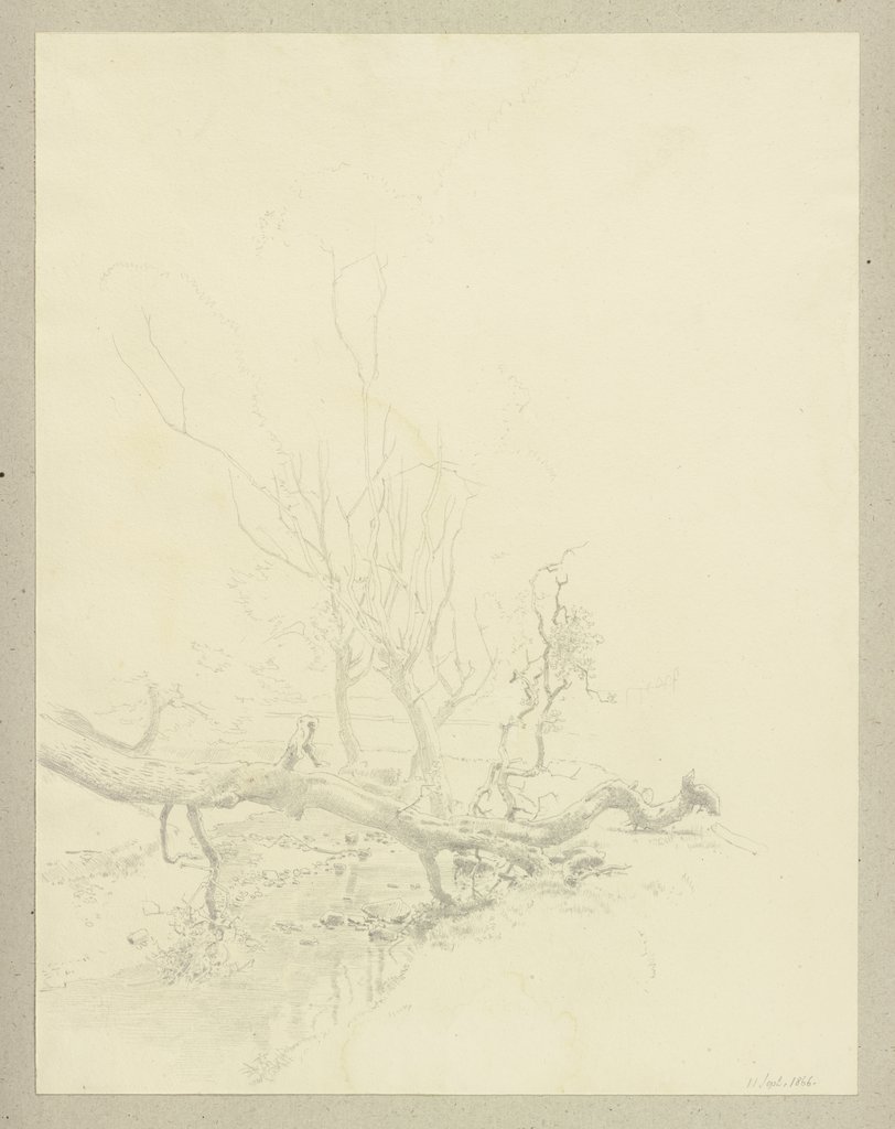 Umgestürzter Baum an einem Bach, Carl Theodor Reiffenstein