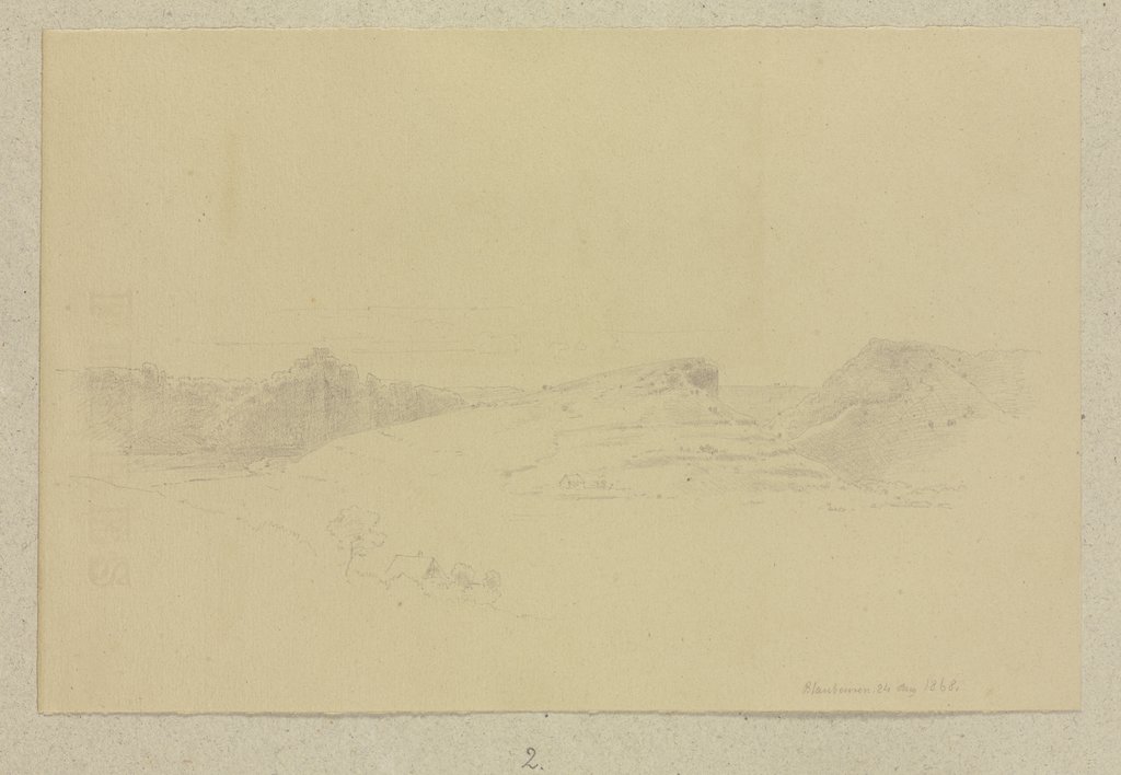 Karstlandschaft bei Blaubeuren mit der Ruine Hohengerhausen, Carl Theodor Reiffenstein