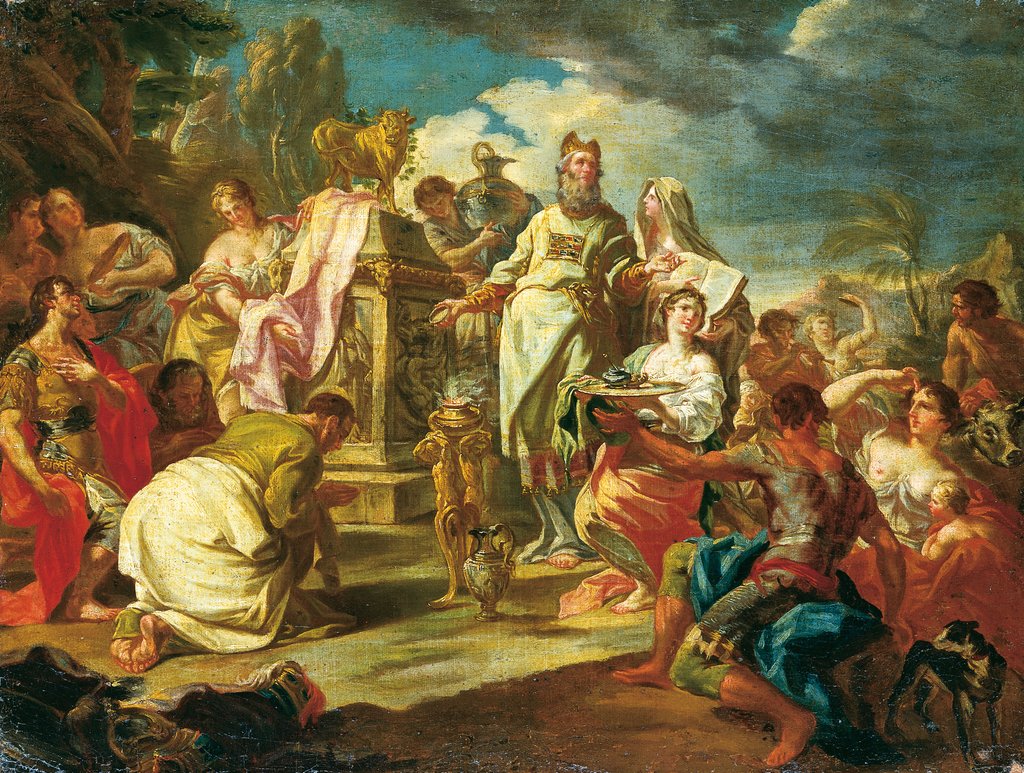Anbetung des Goldenen Kalbes, Venezianischer Meister des 18. Jahrhunderts