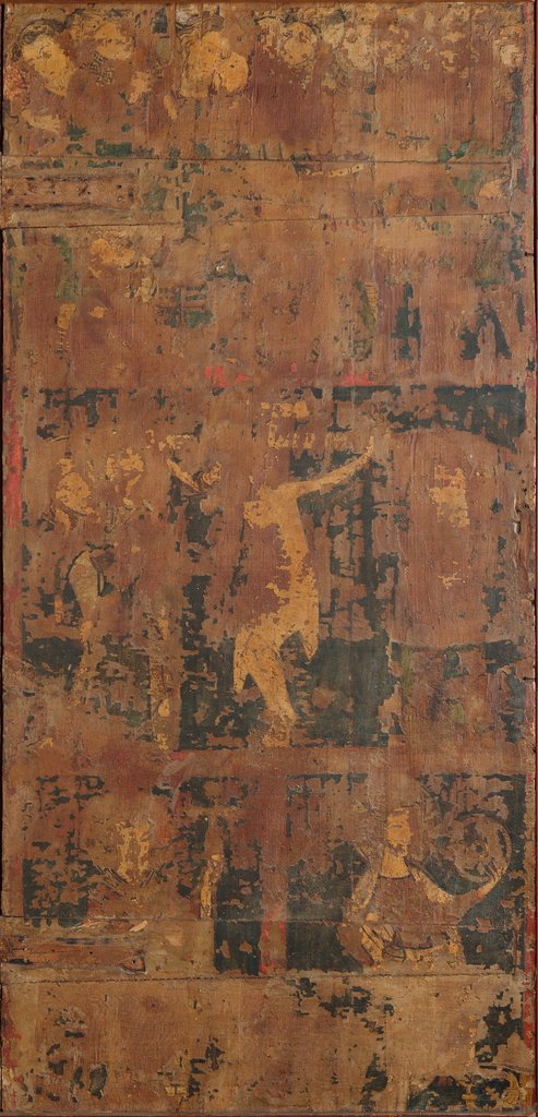 Arrest of Jesus, Crucifixion, St. Nicholaus (?) and St. Catherine (painted surface heavily damaged), Rhenish Master ca. 1330
