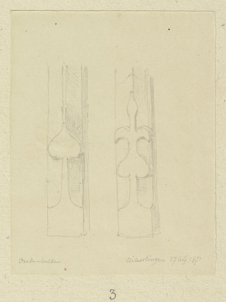 Details zweier Deckenbalken in Überlingen, Carl Theodor Reiffenstein