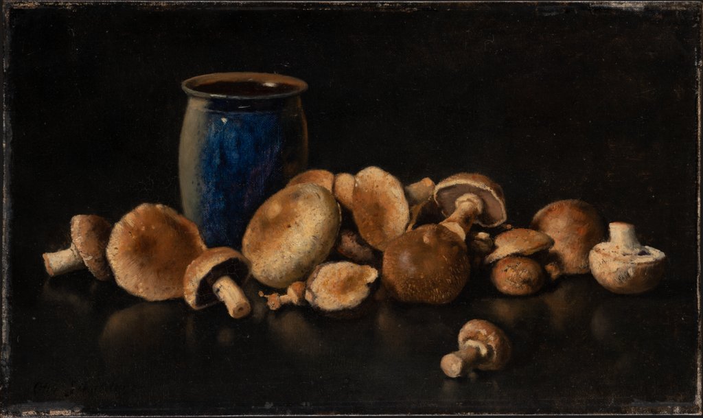 Stillleben mit blauer Vase und Pilzen, Otto Scholderer