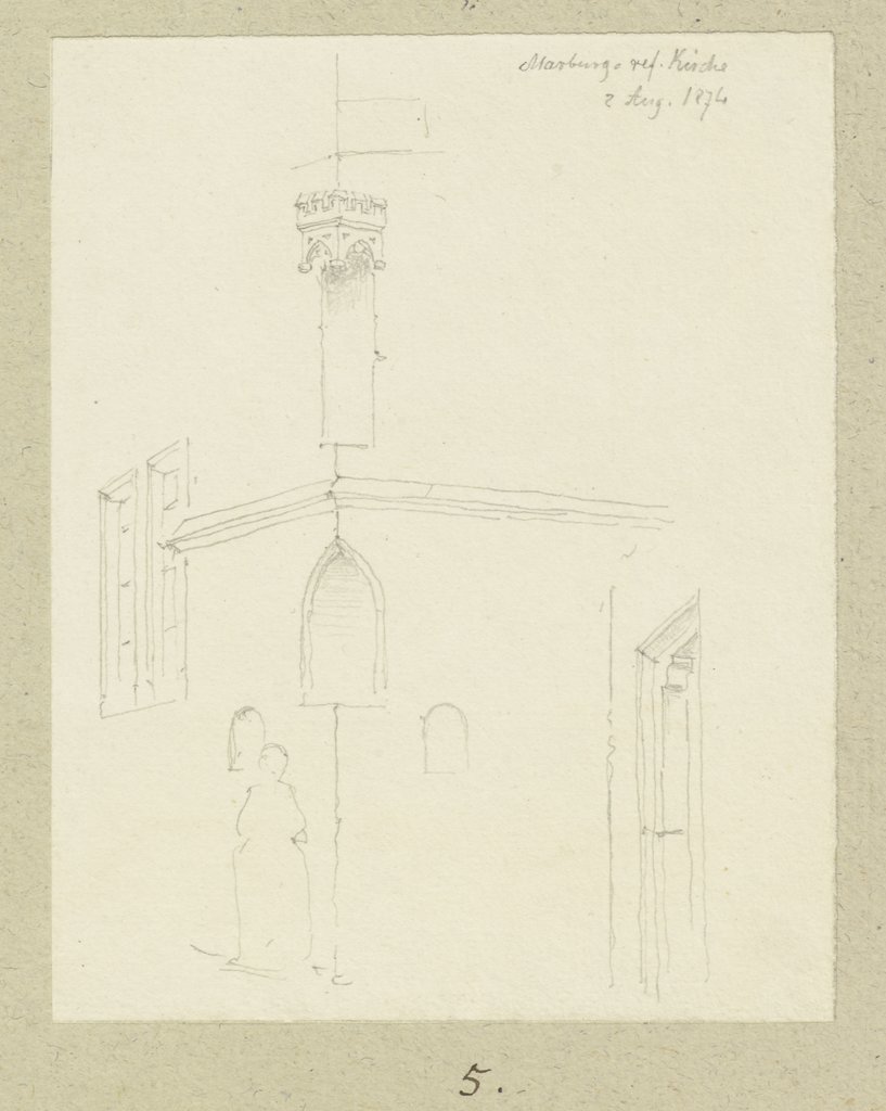 Baldachin und Figurennische an einer Ecke der reformierten Kirche in Marburg, Carl Theodor Reiffenstein