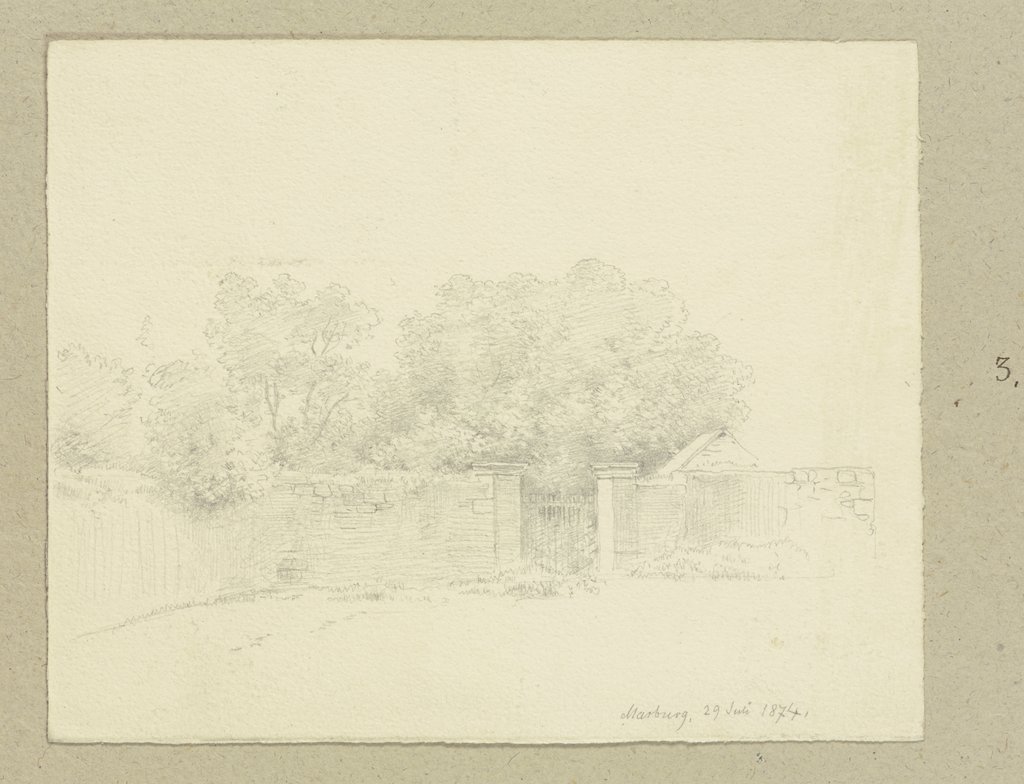 Gartenmauer mit Tor in Marburg, Carl Theodor Reiffenstein