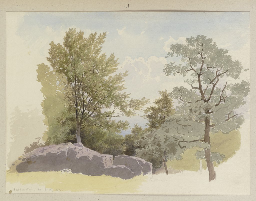 Felsblöcke zwischen Bäumen bei Falkenstein, Carl Theodor Reiffenstein