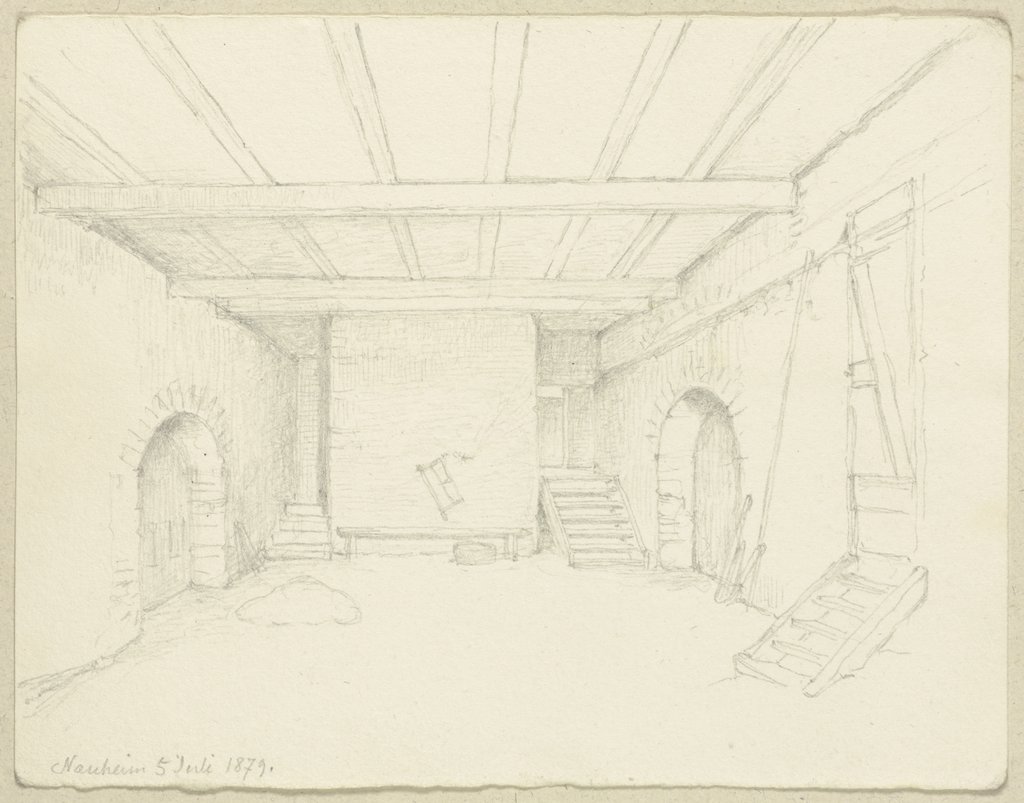 Inneres einer Scheune in Bad Nauheim, Carl Theodor Reiffenstein