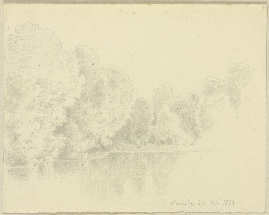 Gewässer mit baumbestandenem Ufer bei Bad Nauheim, Carl Theodor Reiffenstein