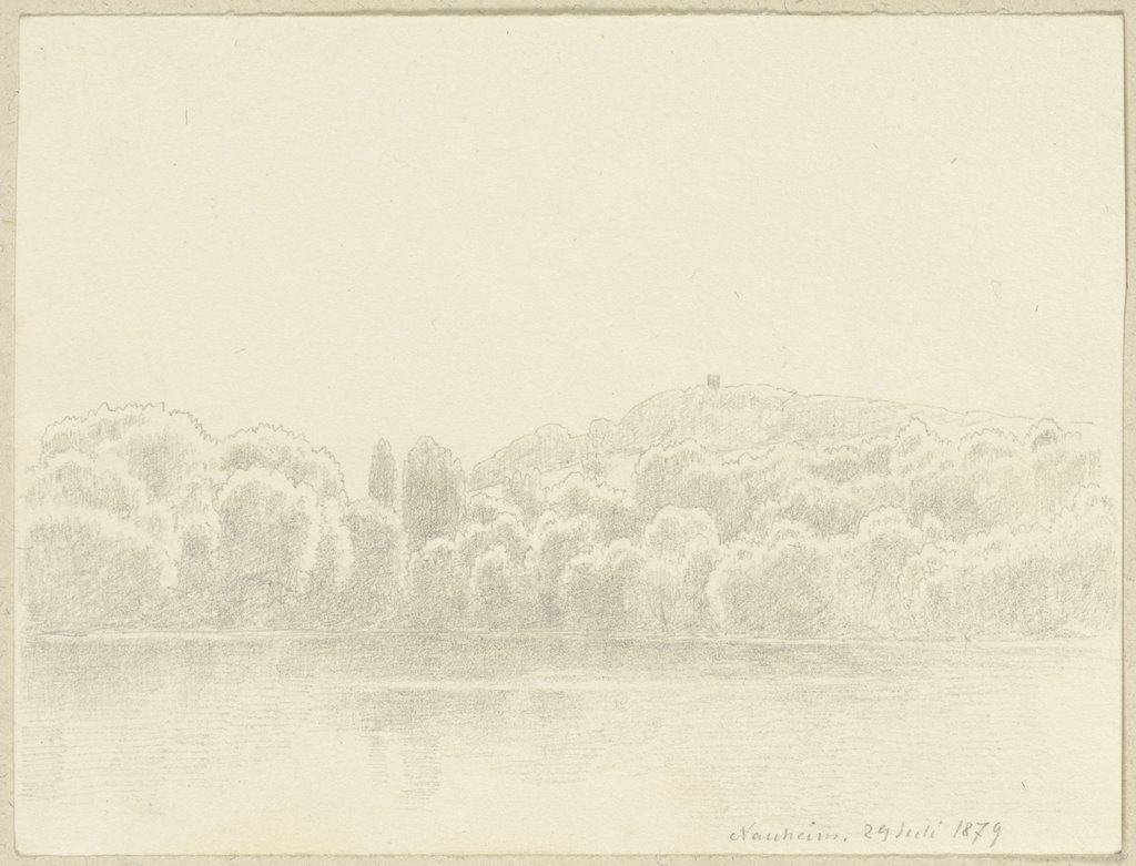 Gewässer mit baumbestandenem Ufer bei Nauheim, Carl Theodor Reiffenstein