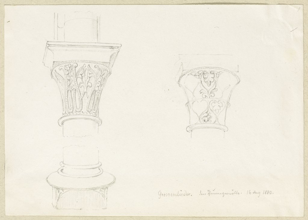 Zwei Kapitelle im Gewölbe des Turms von St. Georg in Großenlüder, Carl Theodor Reiffenstein