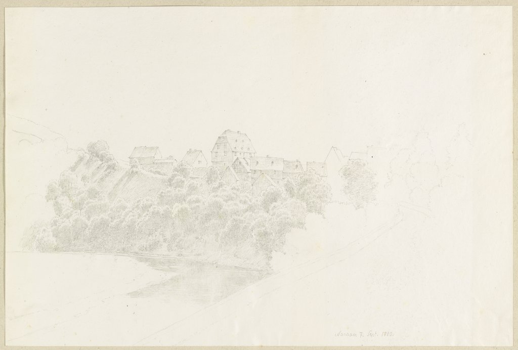 Blick über die Lahn auf Nassau, Carl Theodor Reiffenstein