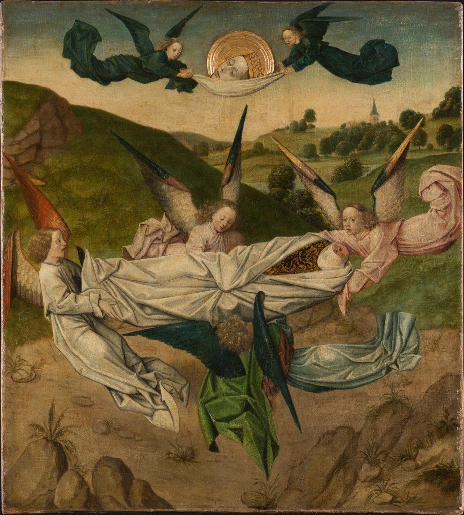 Der Leichnam der hl. Katharina wird von Engeln zum Berg Sinai entrückt, Kölner Meister um 1470/80