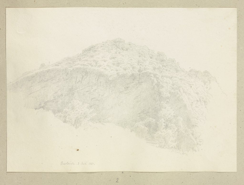 Felswand einer bewaldeten Bergkuppe bei Bertrich, Carl Theodor Reiffenstein