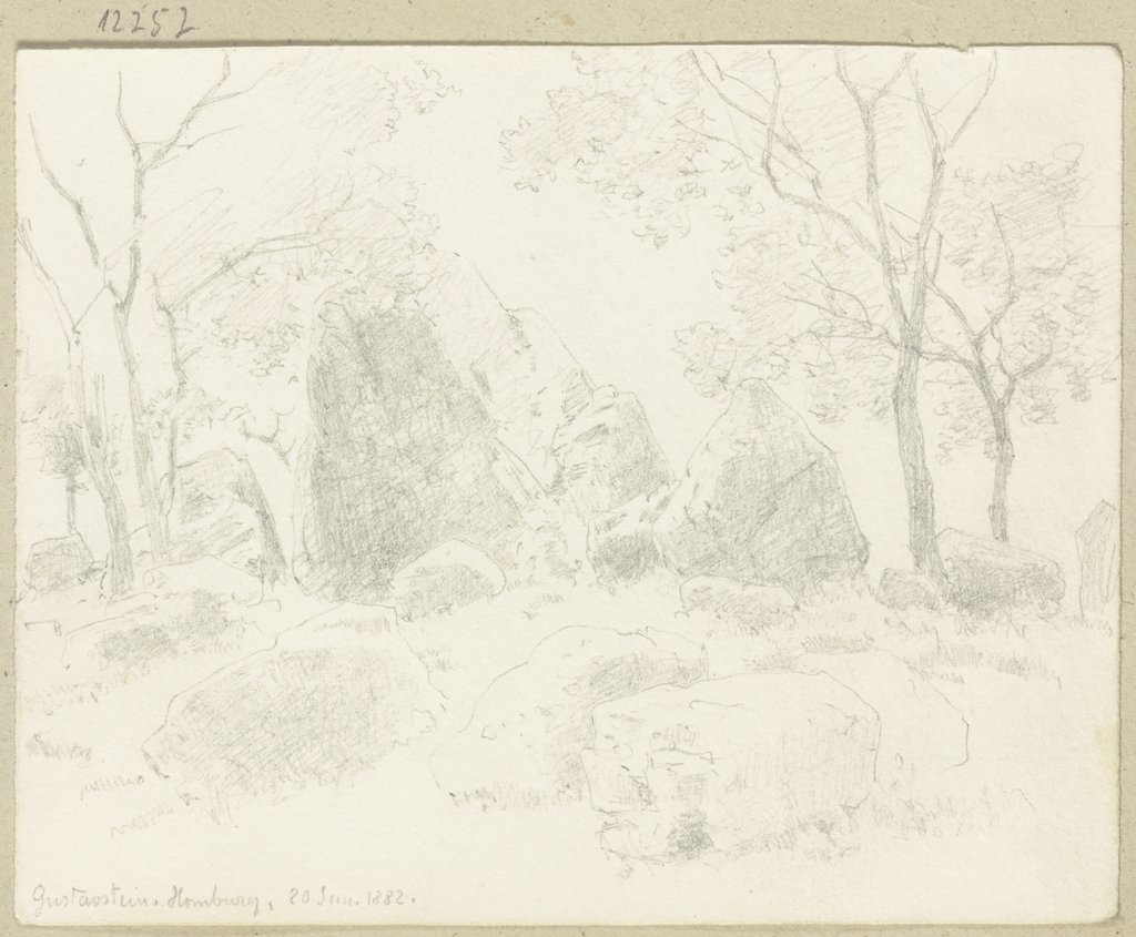 Bäume zwischen Felsbrocken bei Gustavstein, Carl Theodor Reiffenstein