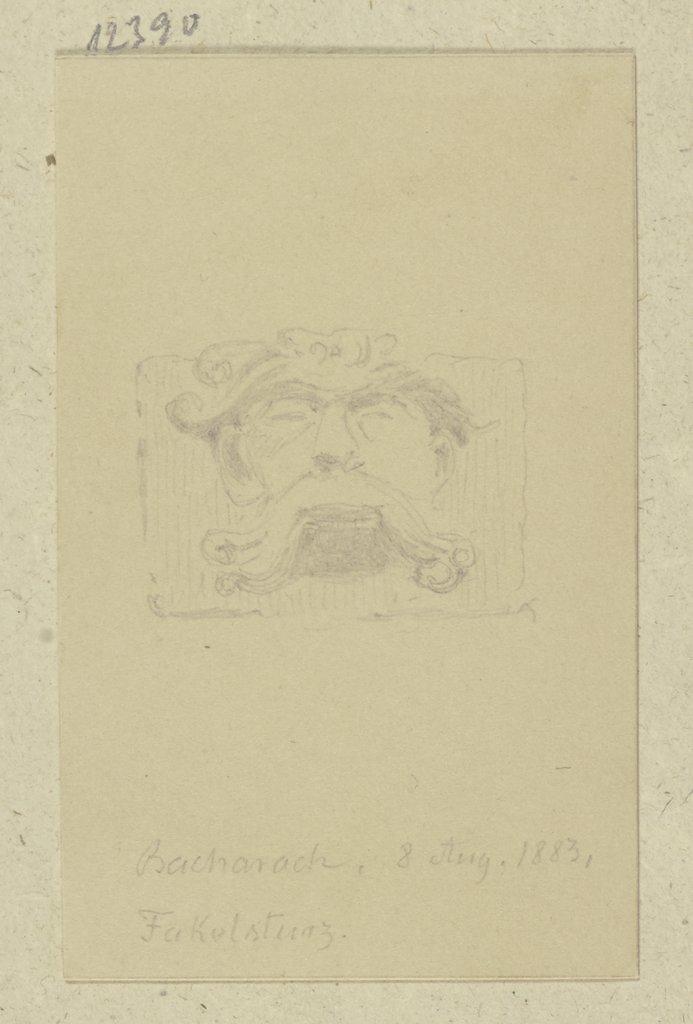 Eingemauertes Relief mit bärtigem Gesicht, Carl Theodor Reiffenstein