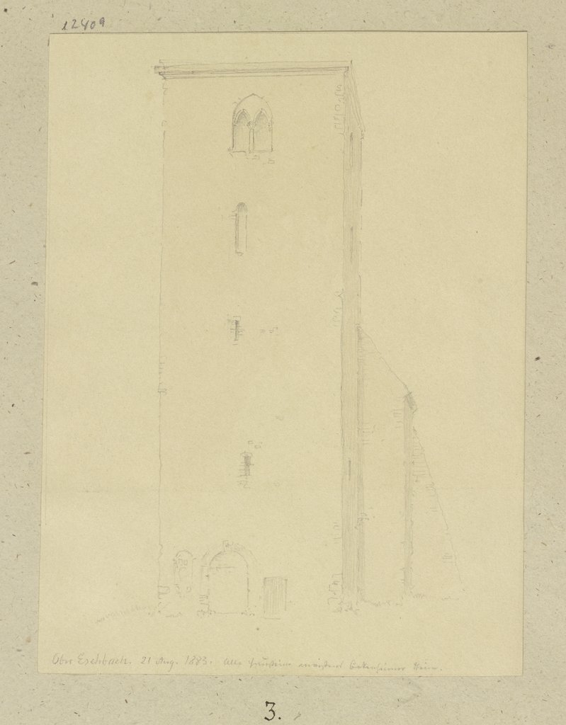 Church tower in Ober-Eschbach, Carl Theodor Reiffenstein