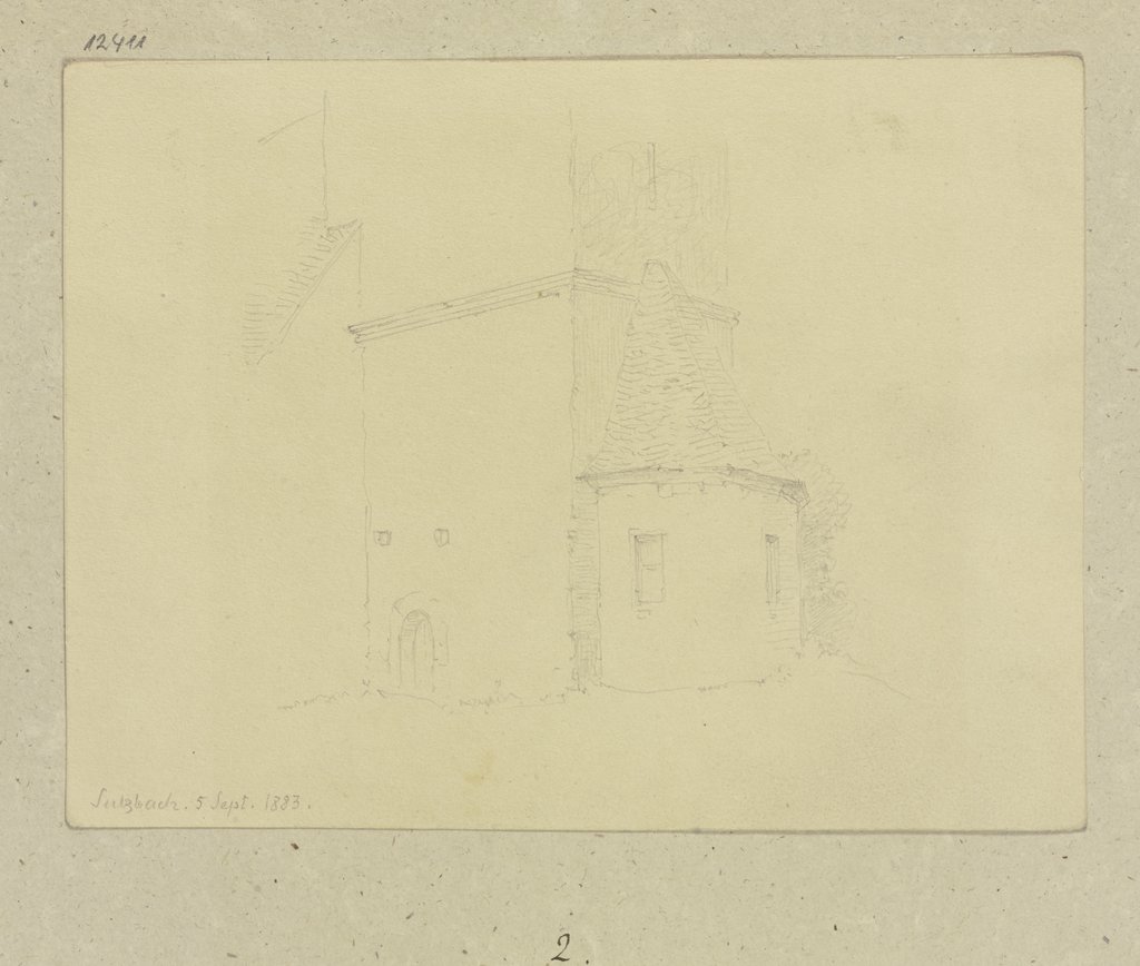Partie eines Kirchturms in Sulzbach, Carl Theodor Reiffenstein