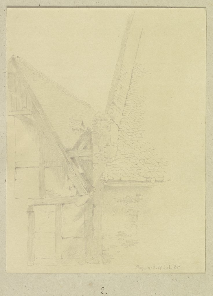 Dachpartien zweier angrenzender Gebäude in Boppard, Carl Theodor Reiffenstein