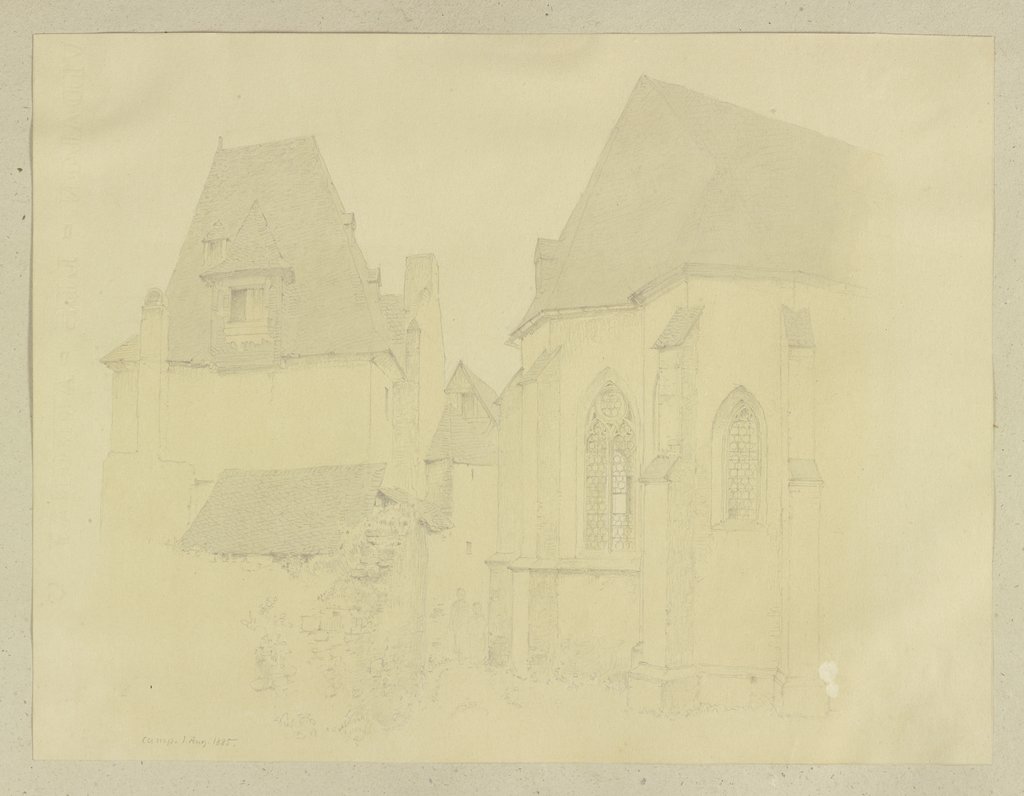 Gebäudeensemble mit dem Chor einer Kirche in Kamp am Rhein, Carl Theodor Reiffenstein