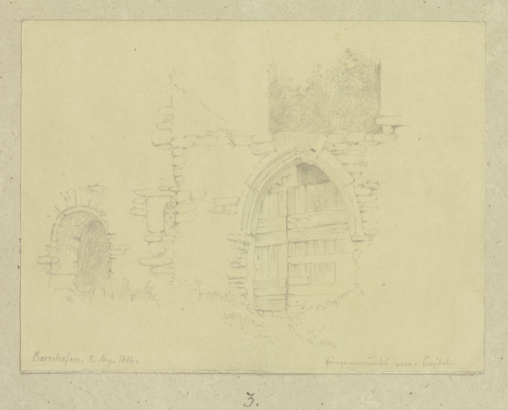 Spitzbogiges Tor in einer Hofmauer, Carl Theodor Reiffenstein