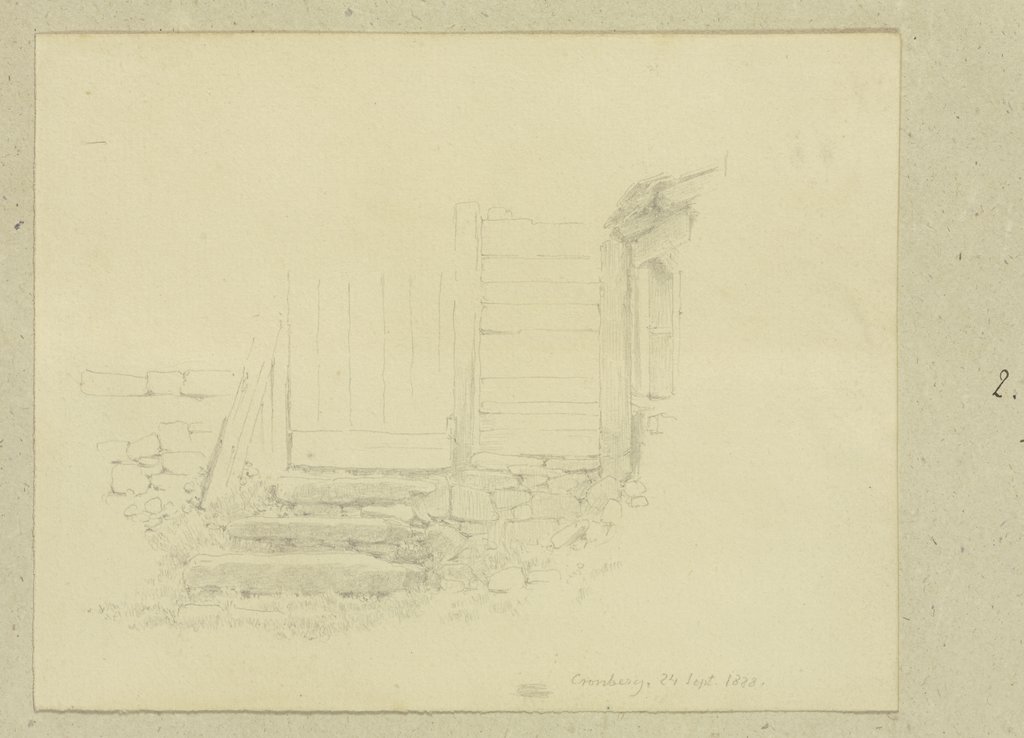 Steintreppe zum Eingang zu einem Holzschuppen, Carl Theodor Reiffenstein