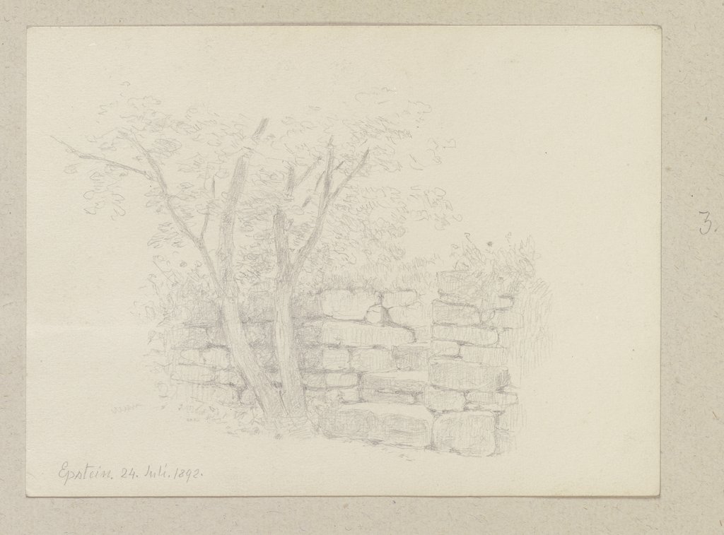 Baum vor einer Mauer, Carl Theodor Reiffenstein