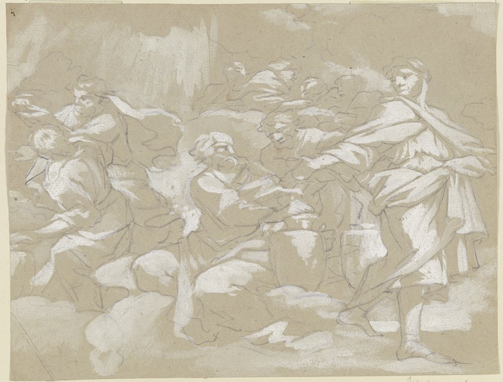 Figurengruppe auf Wolkenbänken mit Krügen, der ausgeschenkt wird, Italian, 18th century