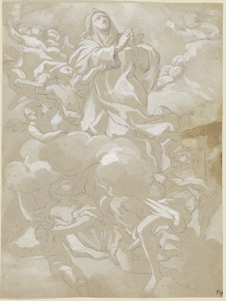 Fürbitte haltende Heilige auf Wolken, Italienisch, 18. Jahrhundert