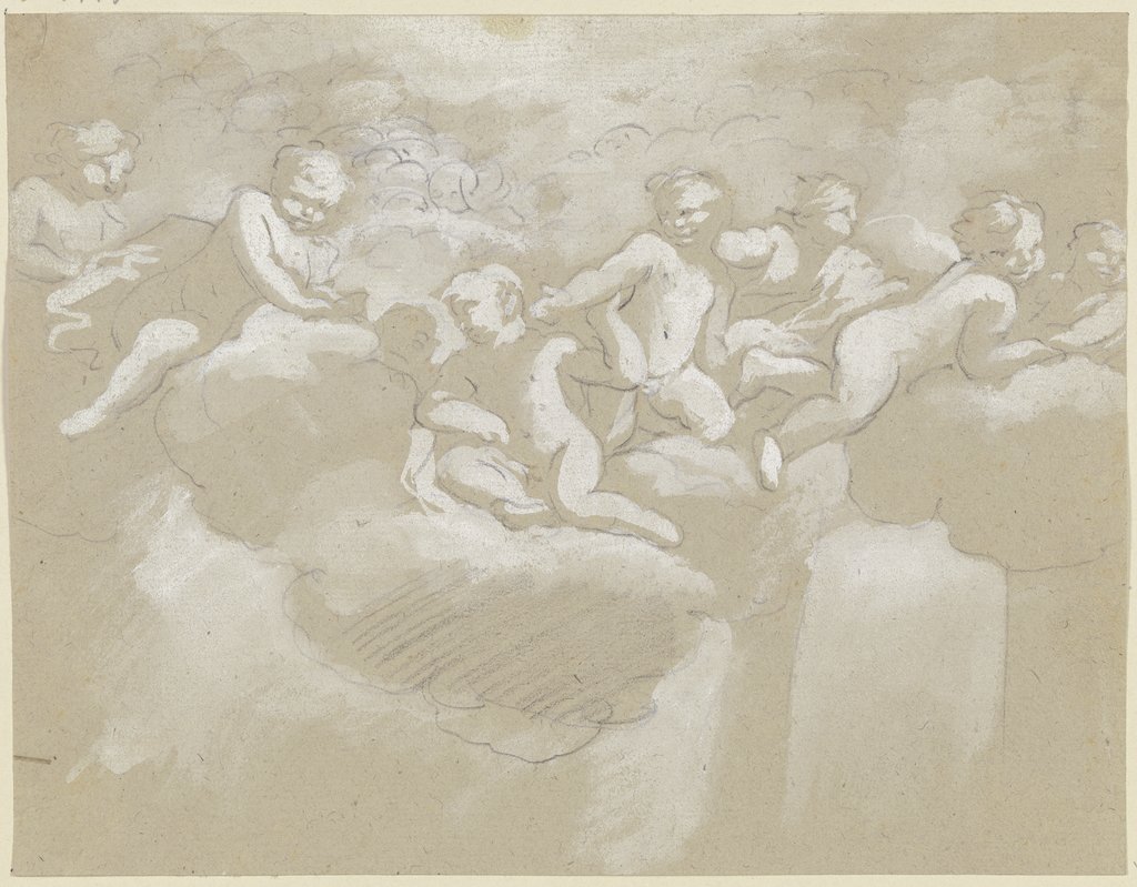 Putten auf einer Wolkenbank, Italienisch, 18. Jahrhundert
